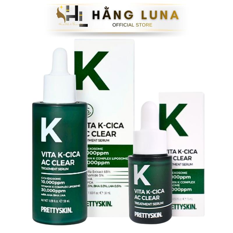 Serum Vita K-Cica AC Clear Treatment Serum Có 2 Size 15ml và 50ml Serum Vitamin K PS. PRETTYSKIN. Hỗ Trợ Phục Hồi Skincare Nữ Dưỡng Ẩm Da Women