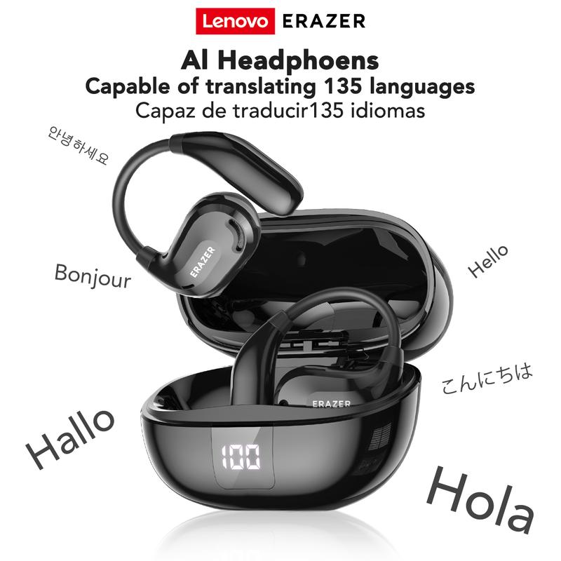 Tai nghe XT66PRO OWS LENOVO ERAZER Tai nghe đồng thời thông minh AI có thể dịch 135 ngôn ngữ Màn hình điều khiển kỹ thuật số Tùy chọn nhiều màu sắc Gọi HD Chất lượng âm trầm tuyệt vời Đi kèm với bảo hành 2 năm