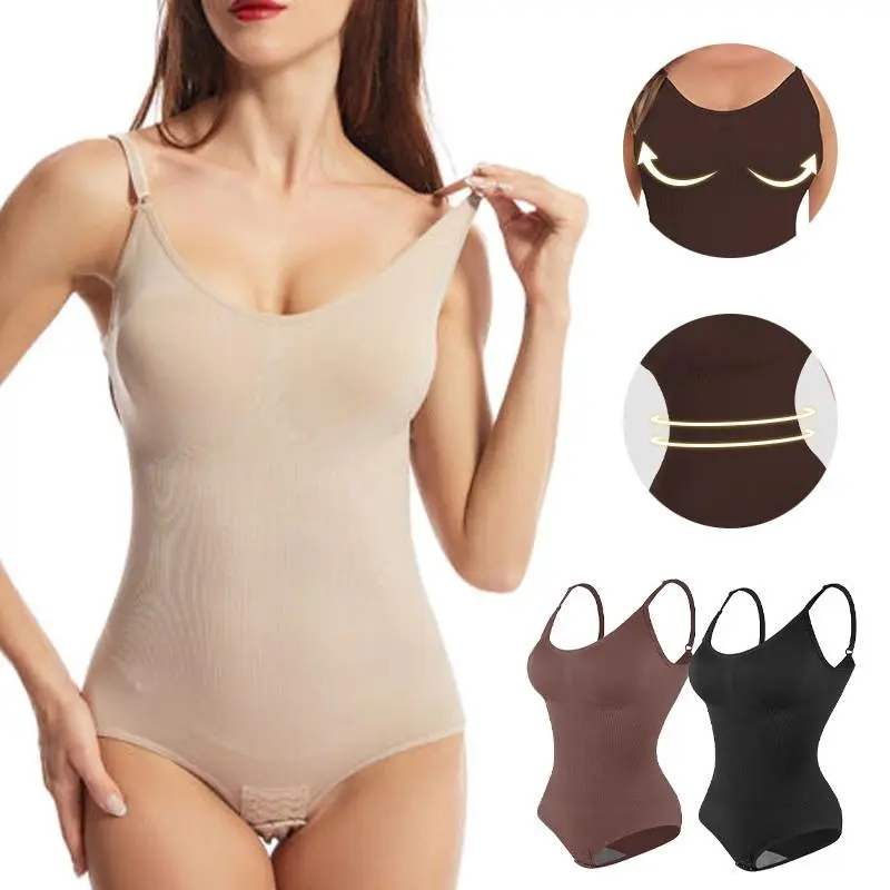 Women Shapewear Bodysuit Body Shaper Corset Seamless Butt Lifter Jumpsuits Bodycon Compression Underwear Leotards with Adjustable Spaghetti Straps Womenswear Bra Breathable Comfortable Lady Clothing Fit Light