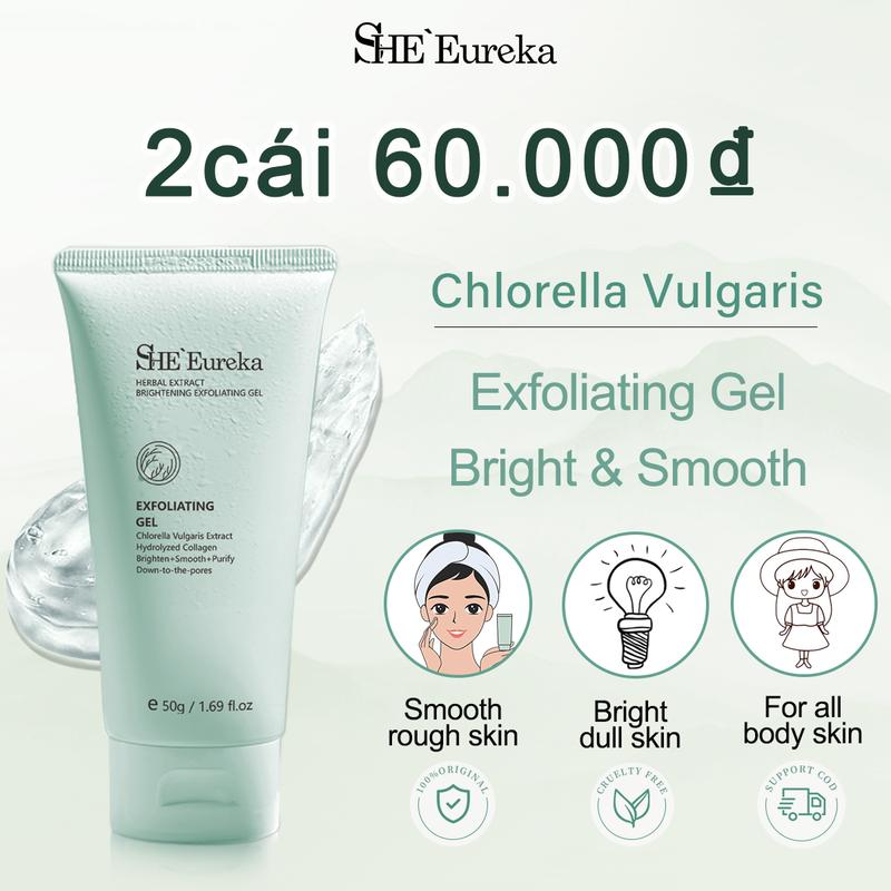 2PCS 60.000₫ SHEEureka Gel tẩy tế bào chết 50g nhẹ nhàng tẩy tế bào chết và thu nhỏ lỗ chân lông, cải thiện làn da xỉn màu và phù hợp cho da mặt và cơ thể.