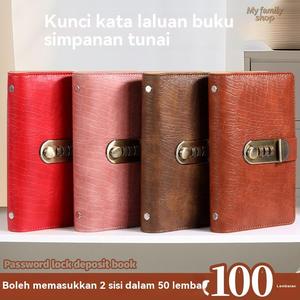 Buku Simpanan Wang Kulit PU Kalis Air, Kapasiti Besar, Poket Lutsinar, Sesuai dengan 100 Helai Wang Kertas, Gaya Retro Elegan, Sesuai untuk Pereka dan Pengumpul Wang, Nota Harian,