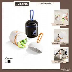 KOTAKIN Tempat Kotak Obat Portabel Pill Box Travel Penyimpanan Vitamin Suplemen Mini Gantung Tertutup