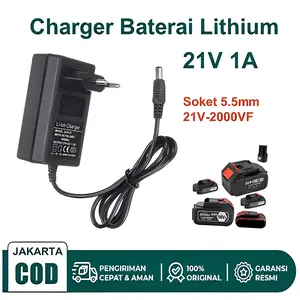 Adaptor Charger Baterai Lithium untuk Mesin Bor Cordless 21V–98V