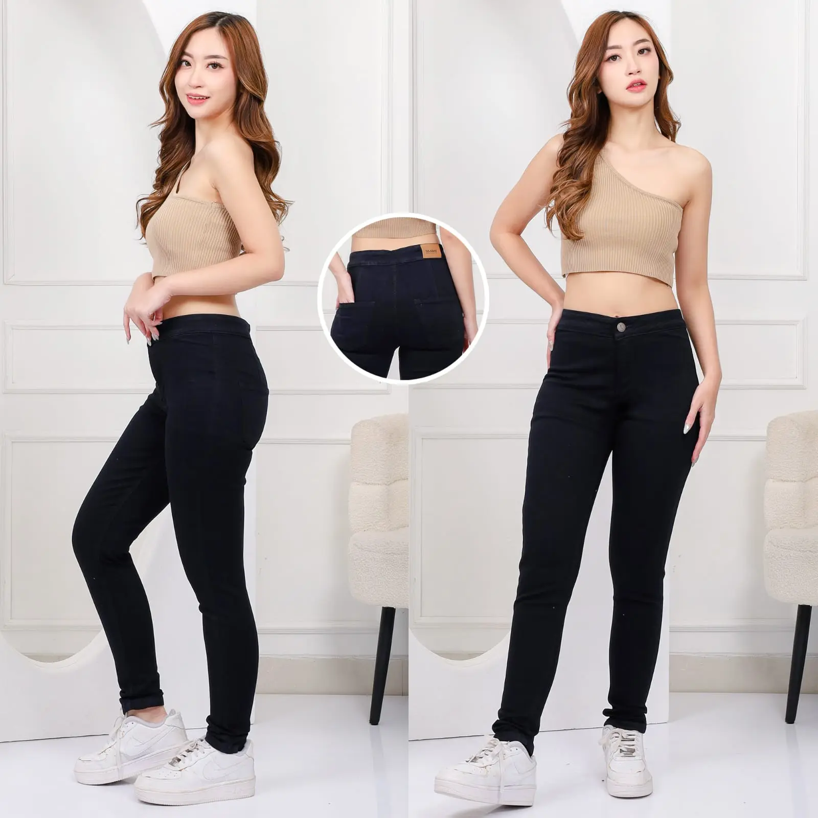 GoJeans MANIS - Celana Highwaist Wanita Basic MANIS - Size 27-34 - HITAM - SNOW - BIRU TUA