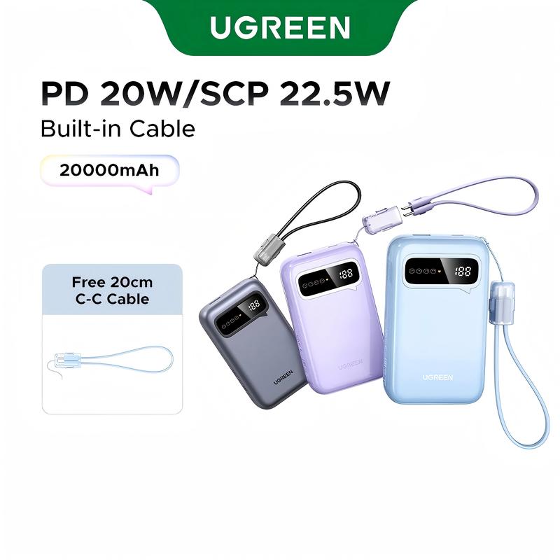 UGREEN Sạc Dự Phòng 20000mAh, PD20W, SCP22.5W, Tương Thích iPhone 16 Pro Max, 15, 14, Samsung, Huawei, Model 55141