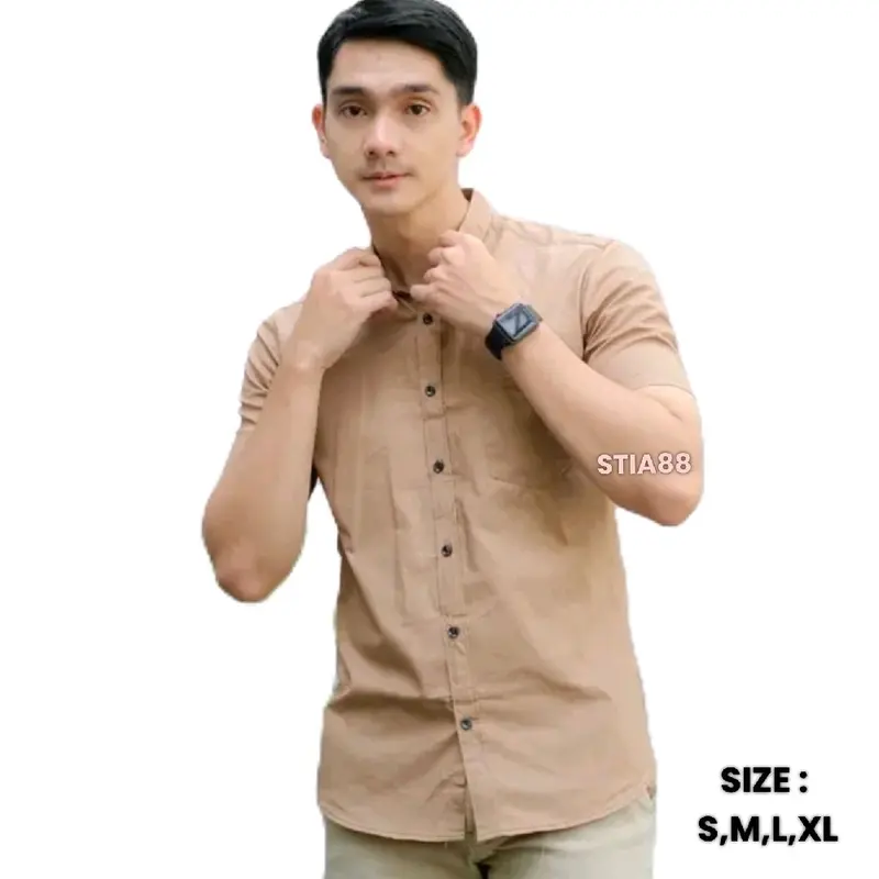 Kemeja abu abu pria Kemeja abu tua pria Kemeja abu tua cowok Kemeja abu abu laki laki Kemeja abu pria lengan pendek Kemeja abu pendek Kemeja polos abu pria Kemeja abu pendek cowok Distro Slim Fit Slimfit Casual fitted shirt 8