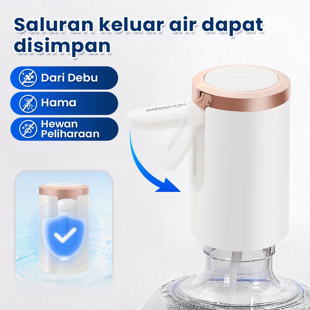 (COD)【 Live Exclusive】 Bravhom Pompa Galon Electric Dapat Dilipat USB Dispenser Portable Galon Air Elektrik NEW