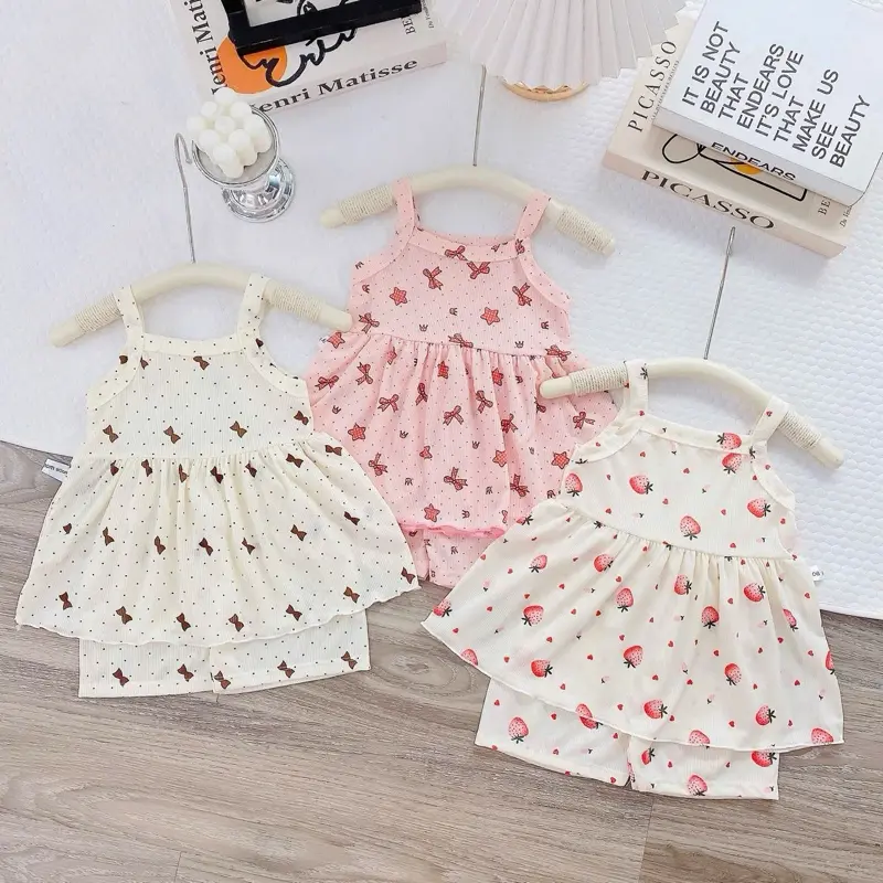 [Combo 3] [Combo 5+1] bộ HAI DÂY chất liệu tăm lạnh MỀM-MÁT-MỊN-XINH cho bé gái từ 5-16kg