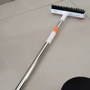 P Plus Sikat Kamar Mandi 3in1 Serbaguna Dengan Gagang Teleskopik Kepala 180° Busa Tebal Stainless Steel Multifungsi