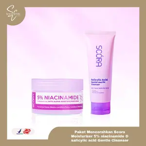 PAKET HEMAT SCORA 5% NIACINAMIDE HYDRAMOIST GEL WITH ALPHA ARBUTIN + SCORA SALICYLIC ACID GENTLE LOW PH CLEANSER