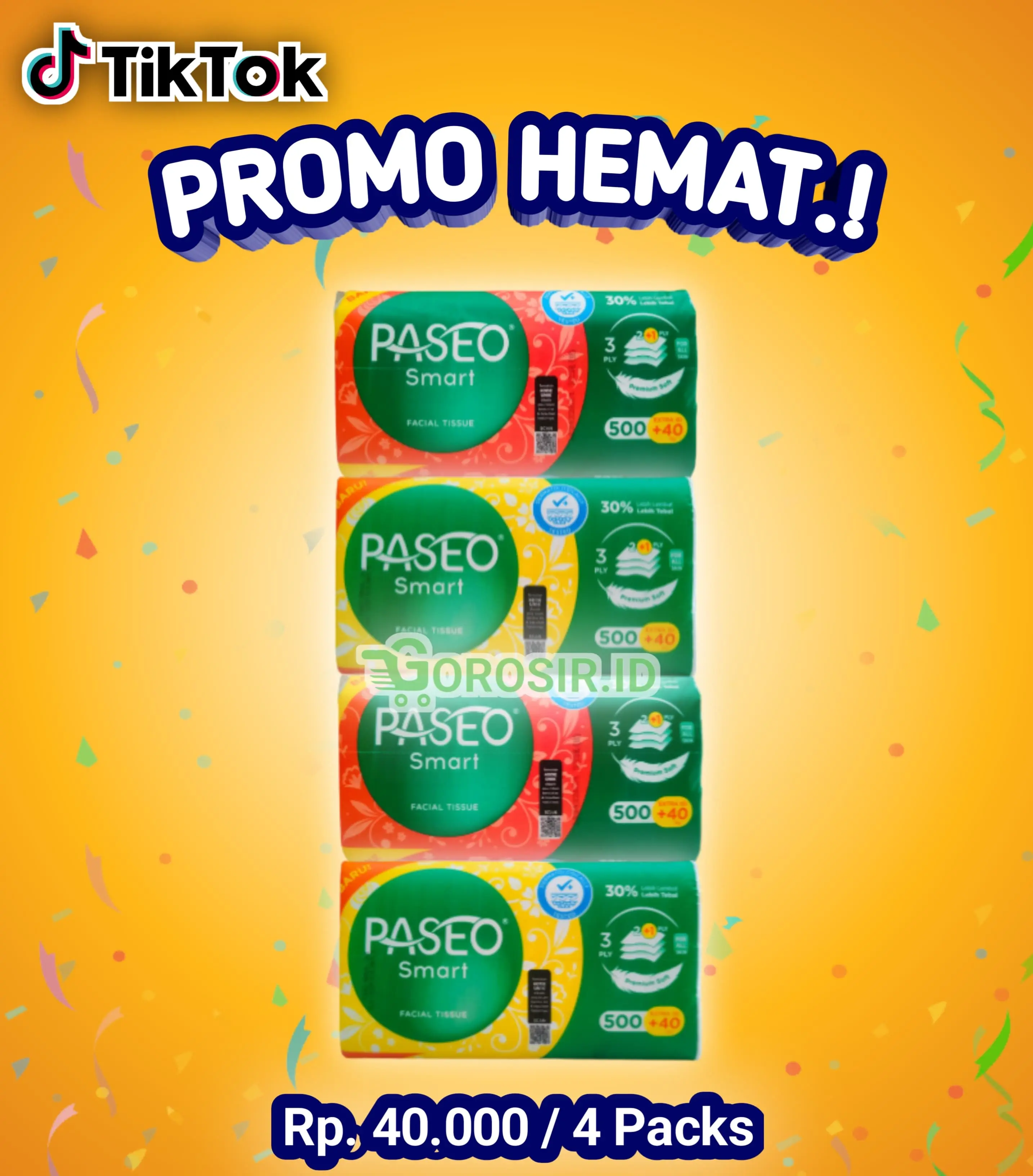 Promo 4 Packs tissue PASEO 540 Helai