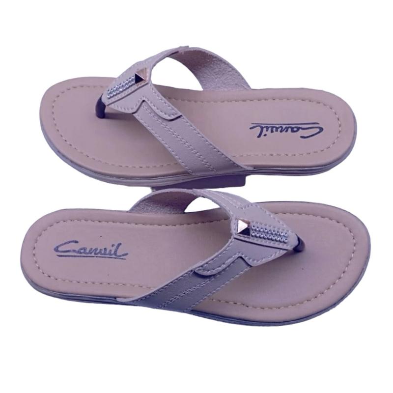 Sandal canvil wanita japit hak datar 2 cm - 3 cm sendal sandal Cewek 1