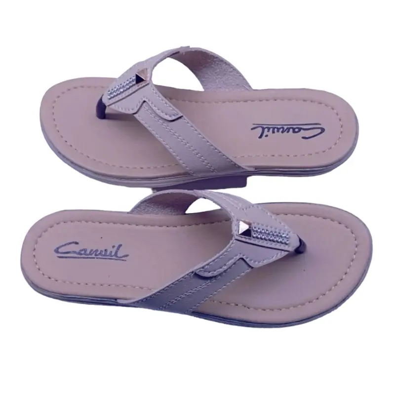 Sandal canvil wanita japit hak datar 2 cm - 3 cm sendal sandal Cewek 1