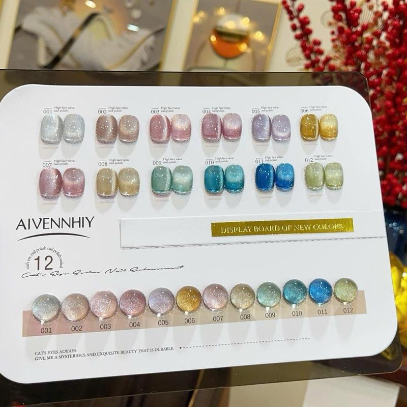  Set Sơn gel mắt mèo ánh trăng ánh nước kim cương cực quang ánh vàng HN GEL...  tặng bảng màu  