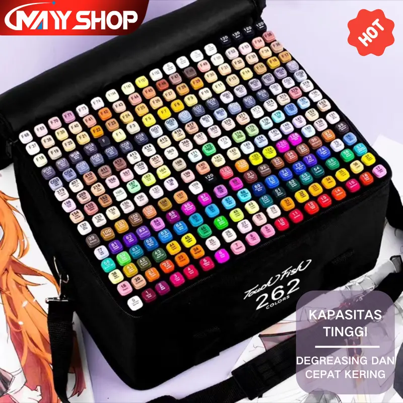 [READY] MAYY 2 in 1 Spidol dan Stabilo Touch Isi 24/26/38/60/80/120/168 Warna Dual Side Fine Art Brush Pen Sketsa 8