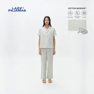 LAZY Morgen Pajamas Set - Sage Stripes | Piyama | Baju Tidur