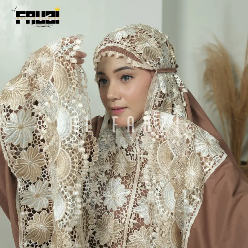 AL FAUZI - Mukena Zaina Dewasa Katun Renda Mix Twotone Jumbo Cantik Mewah Elegan 4