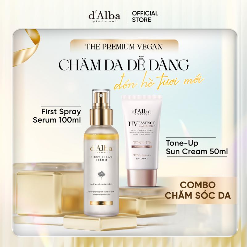 [CB100ml&50ml] Combo Serum dạng xịt [First Spray] d'Alba White Truffle 100ml & Kem chống nắng d'Alba Waterfull Tone-Up Sun Cream 50ml Skincare