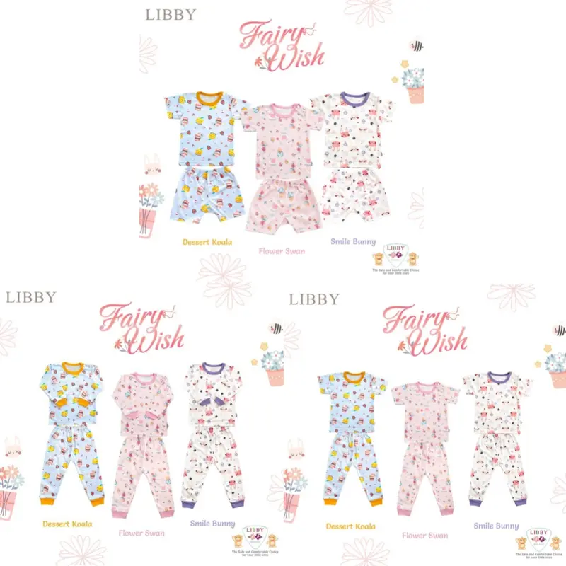 Setelan Libby PANJANG , setelan CPR , setelan PENDEK kancing pundak size S M L XL ( 1 SET ISI 3 STEL ) Parsel Bayi Katun 0