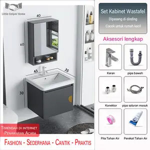 wastafel kecil 43/50cm wastafel set kamar mandi-wastafel cuci tangan estetik-wastafel portable keramik-kabinet wastafel aluminium-wastafel dinding-wastafel minimalis