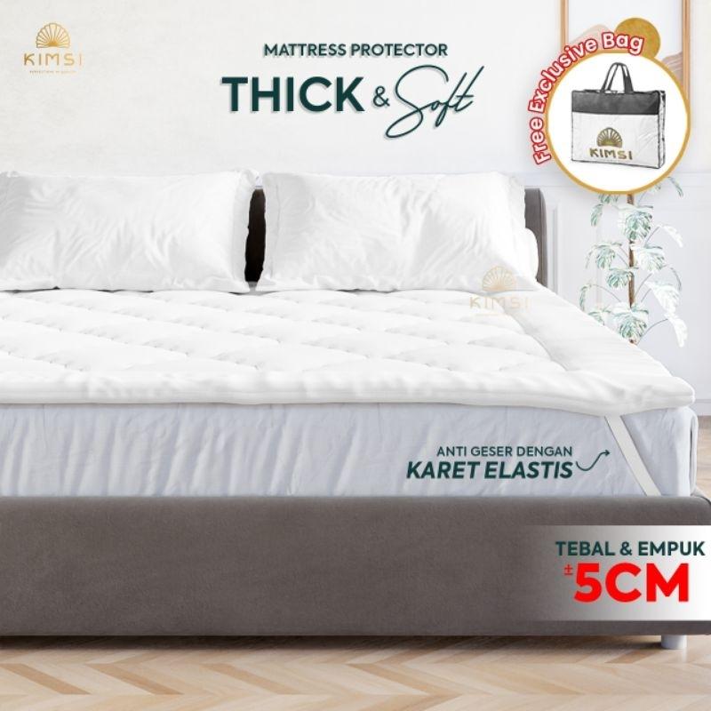 Mattress Topper Protector Mattres protektor Foam Uk 90x200  120x200  160x200  180x200  200x200 Silikon 9Oz Matras Pelindung Kasur Warna Putih 0