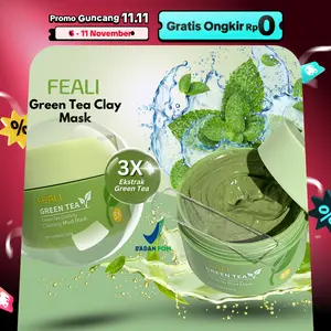 BPOM FEALI Green Tea Clay Mask Masker Wajah Green Tea Pore Clean Clay Mask - 100gr Hijau Komedo Muka