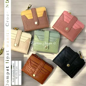 Dompet Lipat Kartu croco ND Wanita Kulit Sintetis Uang