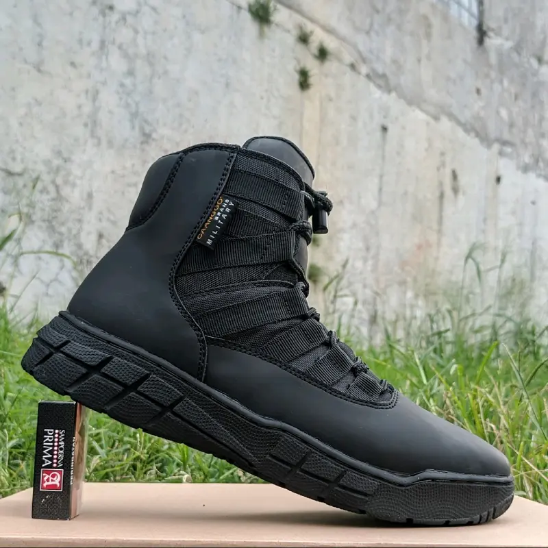 sepatu pdl pdh ninja webing terbaru ankle boots modern formal Hitam Karet Shoes Pria 2
