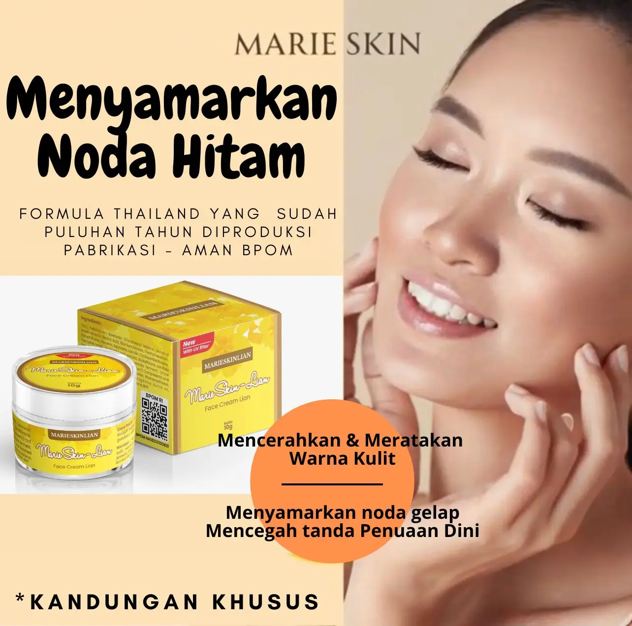 MarieskinLian - Cream dan foundation utk Flek Hitam - Moisturizer + Foundation + Suncreen - Semua Jenis Kulit