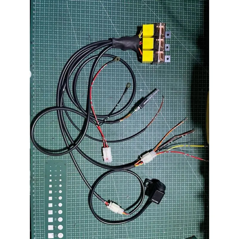 Relay lampu tembak d2 laser 3 mode dengan devil eyes passbeam/piw² dan saklar on off 0