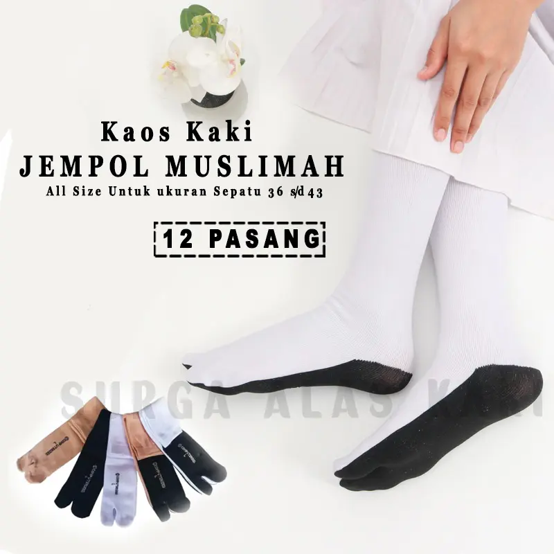 Paket 12 Pasang Kaos Kaki Jempol Muslimah Jempol Remaja Dewasa 0