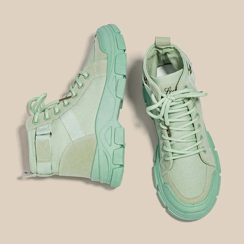 PINKEY P018 Sepatu Wanita Sneakers Boots Shoes Canvas Karet Tinggi Sol 4.5 Cm Insole Sponge Berlubang Comfy Elegant 3