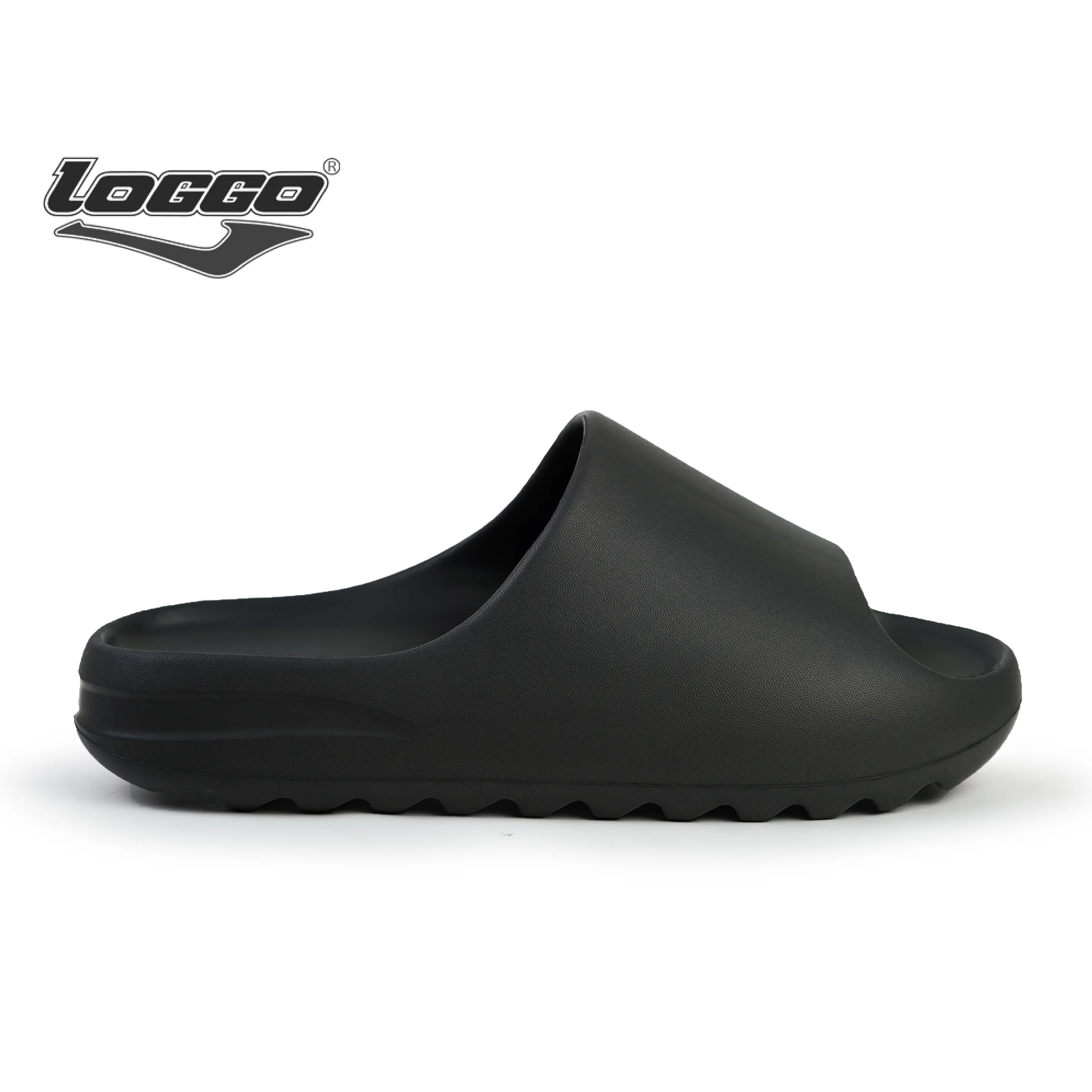 Sandal Pria Loggo Ace Series size 37-45 dengan Material Extralight Phylon yang Ringan dan Tahan Lama - Shoes Black