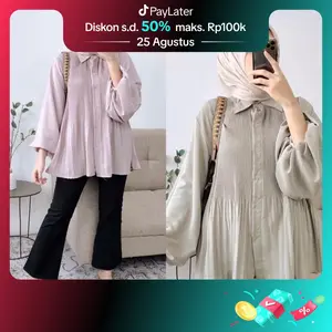 ICH  - Blouse Plisket Azura Atasan Wanita Casual
