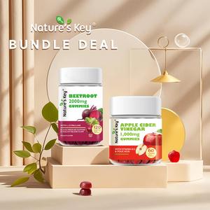 【Bundle Deal⑦】Nature's Key Halal Apple Cider Vinegar Edible Gummies+Beetroot Edible Gummies Blood Pressure & metabolis Support
