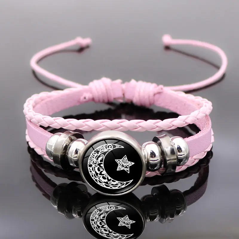 Best Friend Bracelet 2 Magnet Couple LDR Vibrating Sun Moon Glow Jewelry  for Women Men Pink Black Matching Bracelet