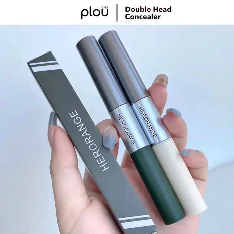 HERORANGE Double Head Stick Highlighter Concealer 2 in 1 Soft Shadow Primer Mencerahkan Menyembunyikan Bintik Jerawat Secara Alami Kosmetik Tahan Lama Long Lasting Contour Bronzer 8