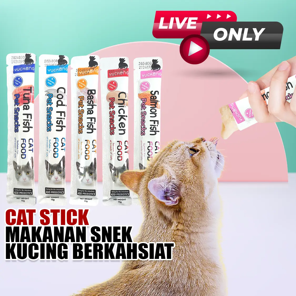 [ FLASH SALE ] Premium Cat Treat 18g Vitamin Cat Snack Jajan Kucing Cat Stick Cat Wet Food Cat Food