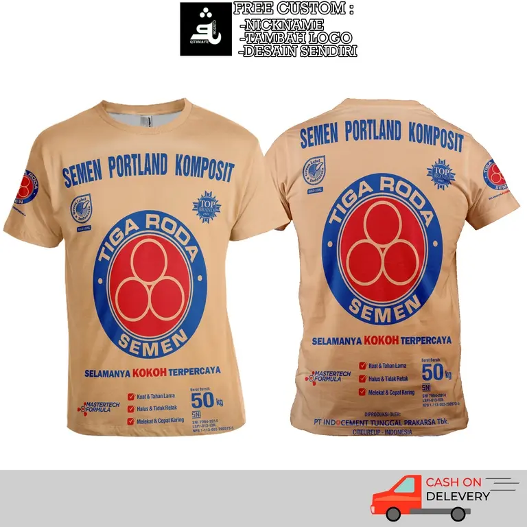 baju pria jersey semen tiga roda jersey 3D karung semen bahan lembut tidak mudah kusut Fullprint bisa custom nama terbaru