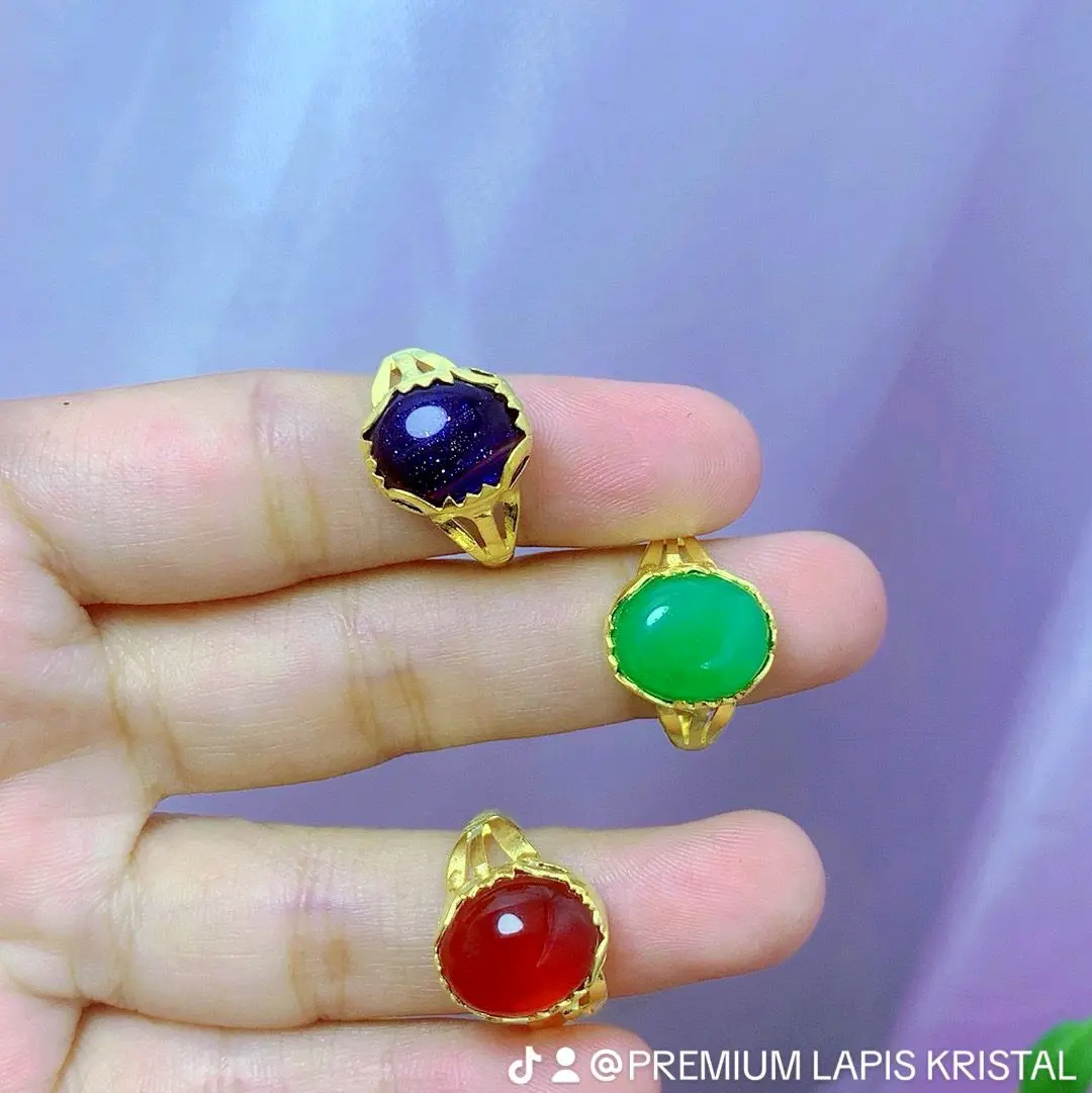 Perhiasan Cincin Permata Ornes Emas Sepuh 24k Lapis Kristal - PREMIUM LAPIS KRISTAL -