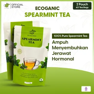 ECOGANIC Spearmint Tea untuk Jerawat Hormon PCOS Teh Celup Herbal - Bundle 2 Pouch