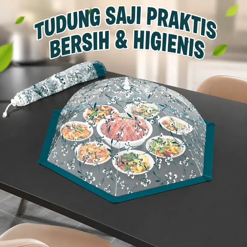 Tudung Saji Lipat Penutup Makanan Anti Lalat Serangga Food Cover / Penutup Makanan Diameter / Penutup Piring Bergaya Retro Berbentuk Lingkaran Yang Cantik Dan Praktis