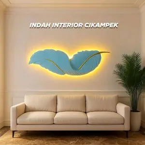 Ukuran 1,25meter Lampu LED Woldecor Hiasan Dinding Bentuk Bulu Angsa JUMBO