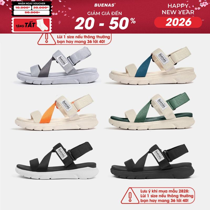 Sandal Buenas 2828 nam nữ đế cao 3cm nhẹ êm - dép quai hậu quai chéo đi học đi làm đi chơi