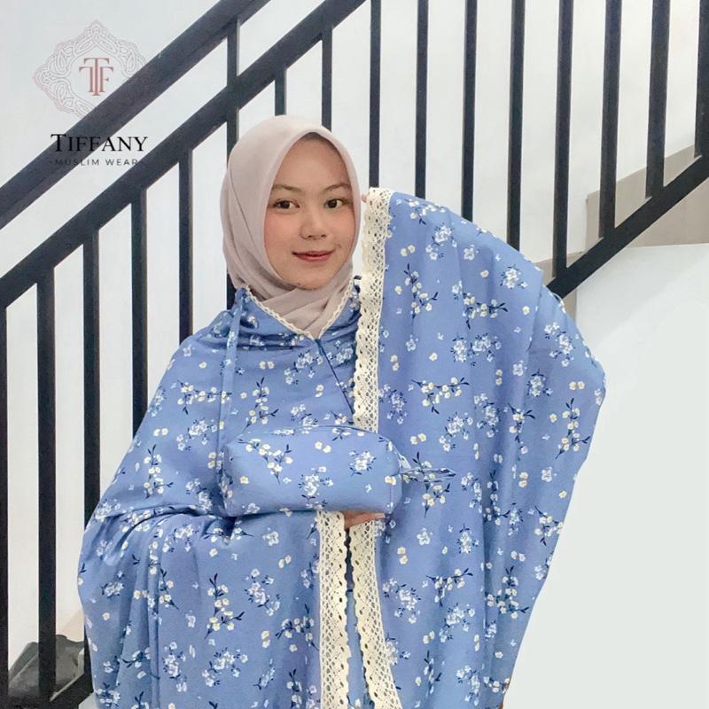 Tiffany | Mukena Traveling Dewasa Mini Pouch Katun Motif Bunga 2in1 Muslim Panjang 1
