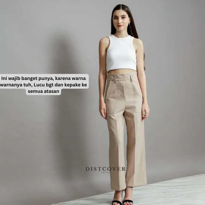 SAN STORE - Diora Pants Anti kusut Trousers - Highwaist Wide Leg - Celana Kantor/Formal Wanita 6