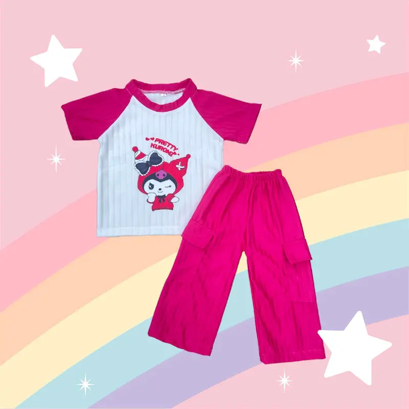 Setelan Anak Kuromi Knit Cargo Perempuan Usia 1-10 Tahun Size 246810 - Katun - Bayi 8