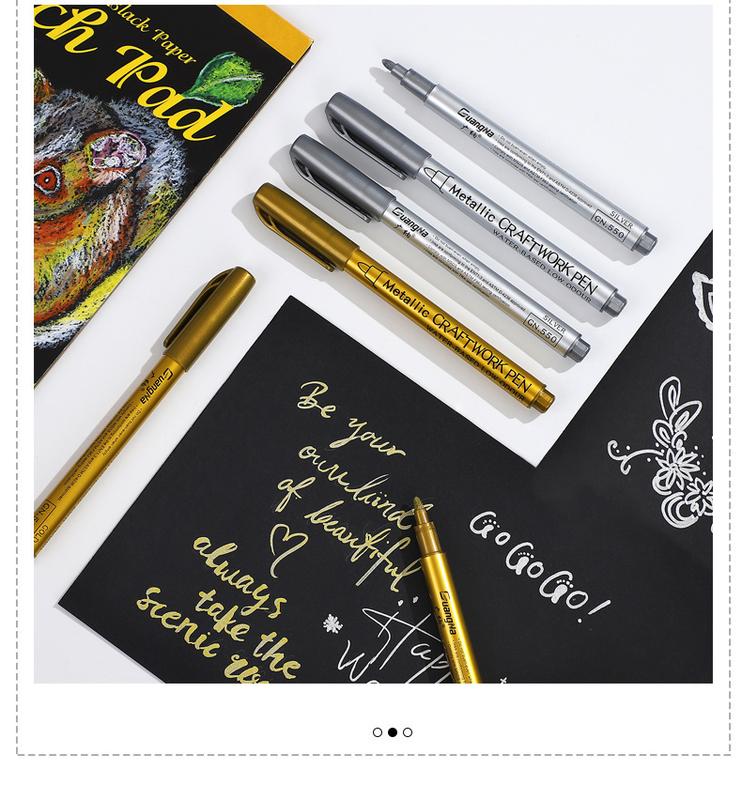 Product Introduction of JIANWU 4Pcs/Set Gold Silver Metallic Color Paintbrush Pen Student Drawing Highlighter Markers Writing School Supplies Stationery 11