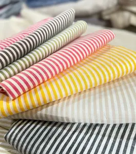 Kain Katun Yarndyed Motif Garis Stripe /Kain Salur 4mm/08 Lebar 150cm Kain Katun Jepang Tokai Senko Salur Kecil (Harga per 1/2 meter)