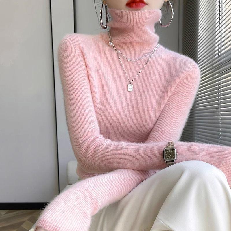 Áo Len Cổ Lọ Sáp Mềm Cho Nữ, Áo Len Phong Cách Hàn Quốc, Áo Len Cơ Bản, Mùa Thu Và Mùa Đông